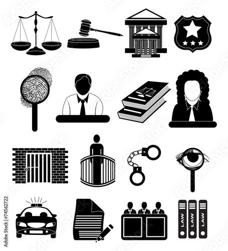 judge court law icons set