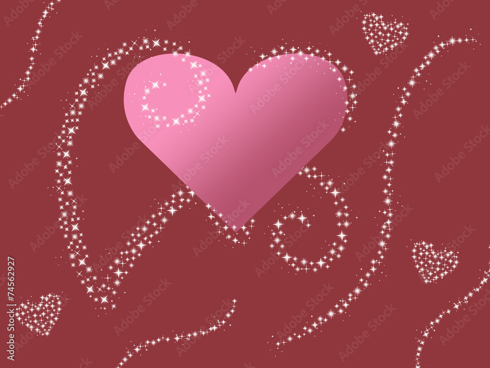 pink heart design sparkle valentines background illustration