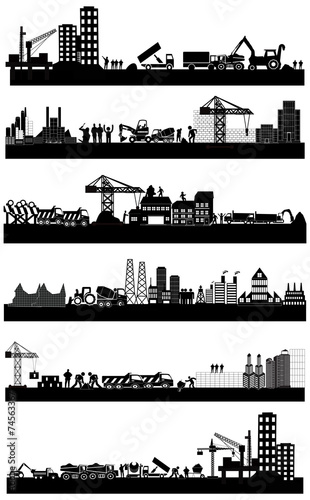 Construction site buildings set
