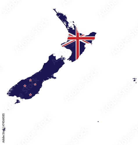 Flag of New Zealand overlaid on detailed map