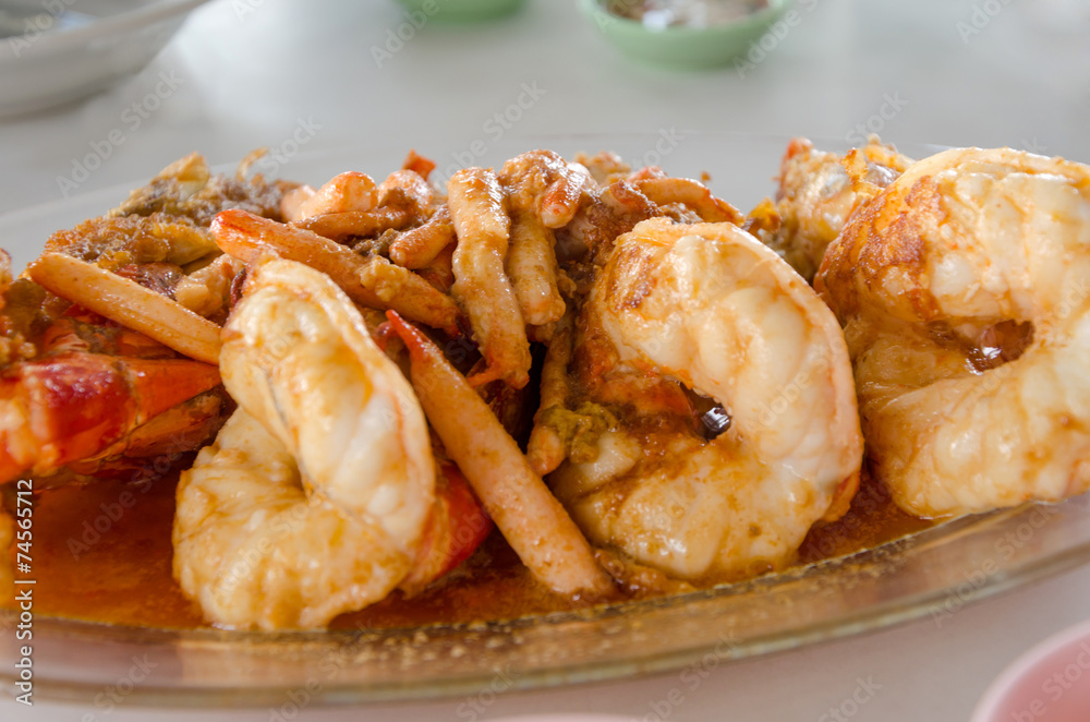 Grilled giant freshwater prawn Grilled giant freshwater prawn