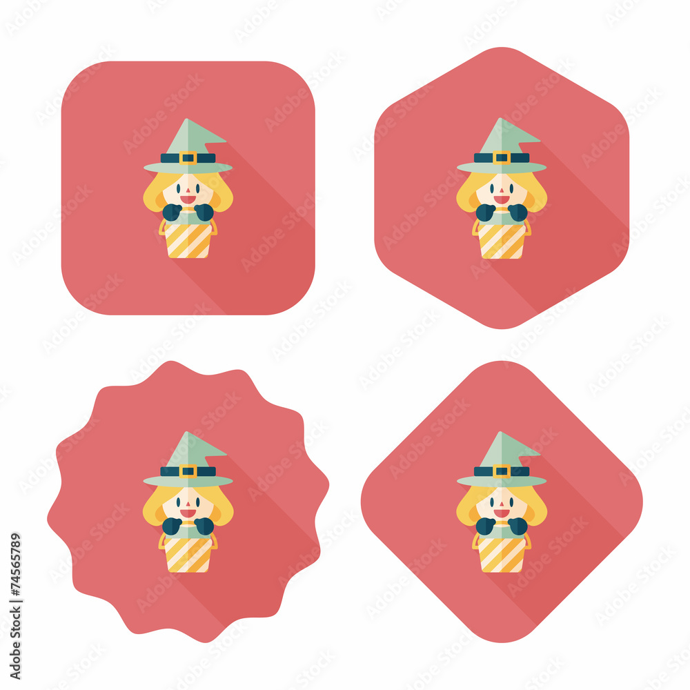 cute witch flat icon with long shadow,eps10 cute witch flat icon with long shadow,eps10