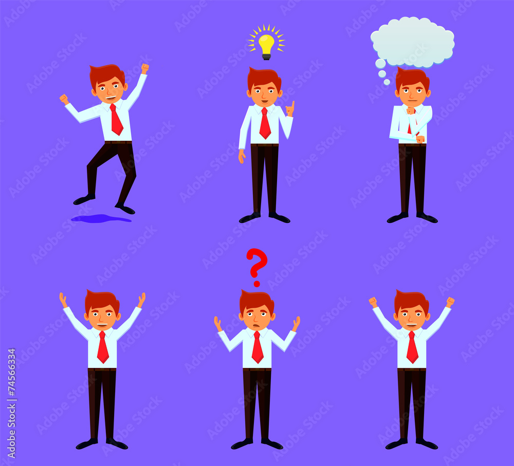 Businessman or student in various poses or gestures Businessman or student in various poses or gestures