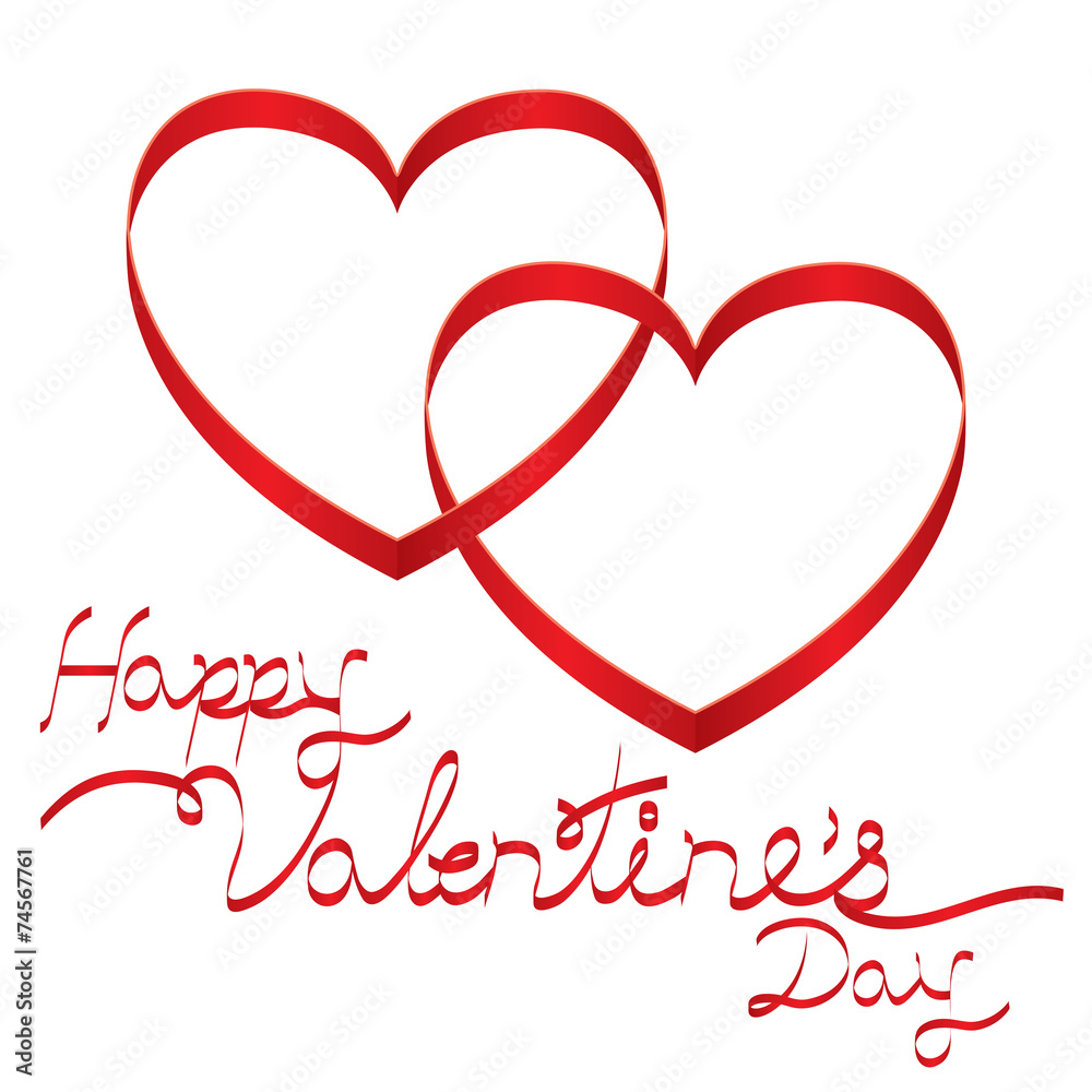 Heart-Shaped Ribbon and Valentine's Text Heart-Shaped Ribbon and Valentine's Text