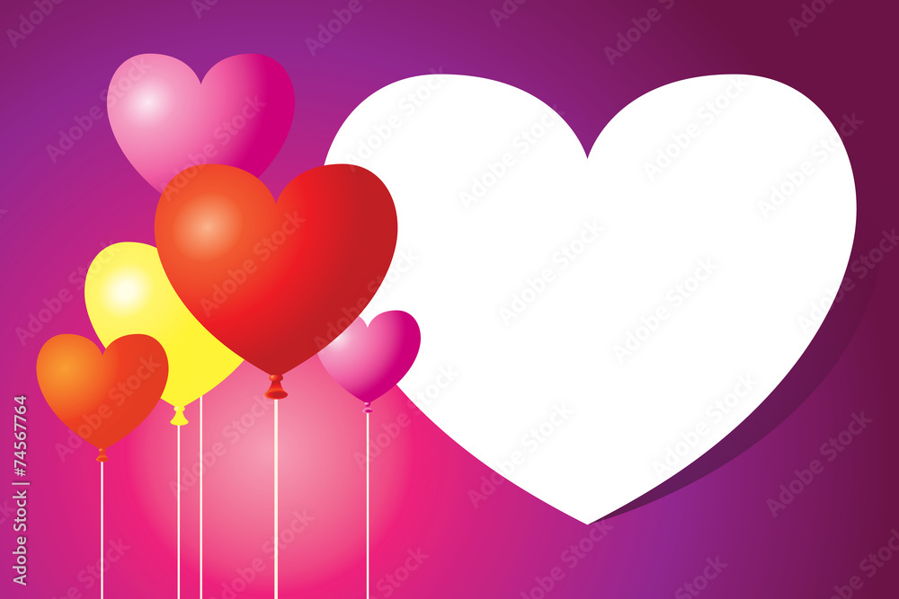 Balloon_Space_VioletHeart-Shaped Balloons Background and Frame