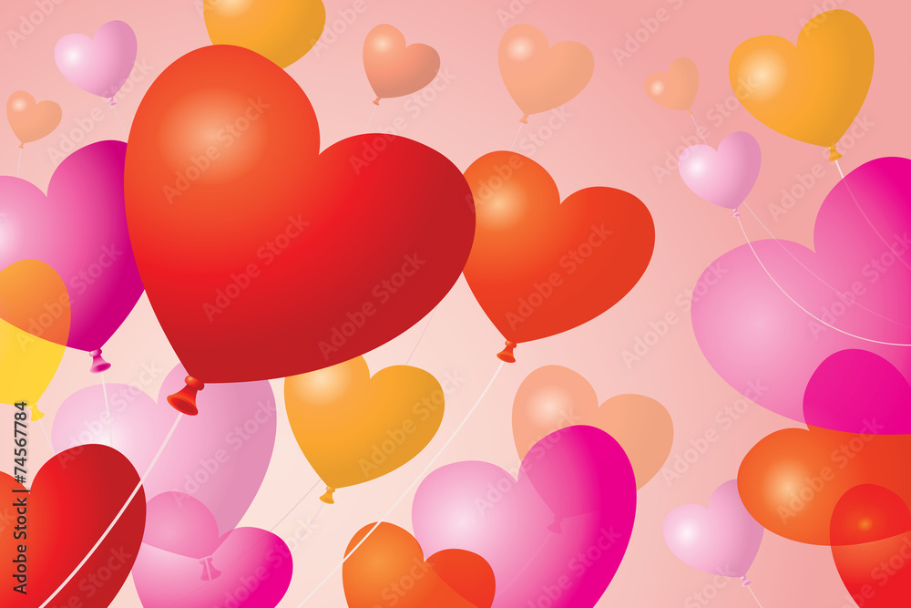 Heart-Shaped Balloons Background