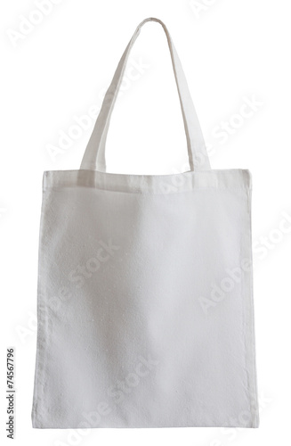 white fabric bag isolated on white with clipping path