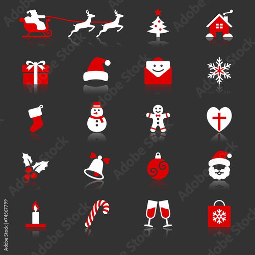 Christmas flat with reflection icons