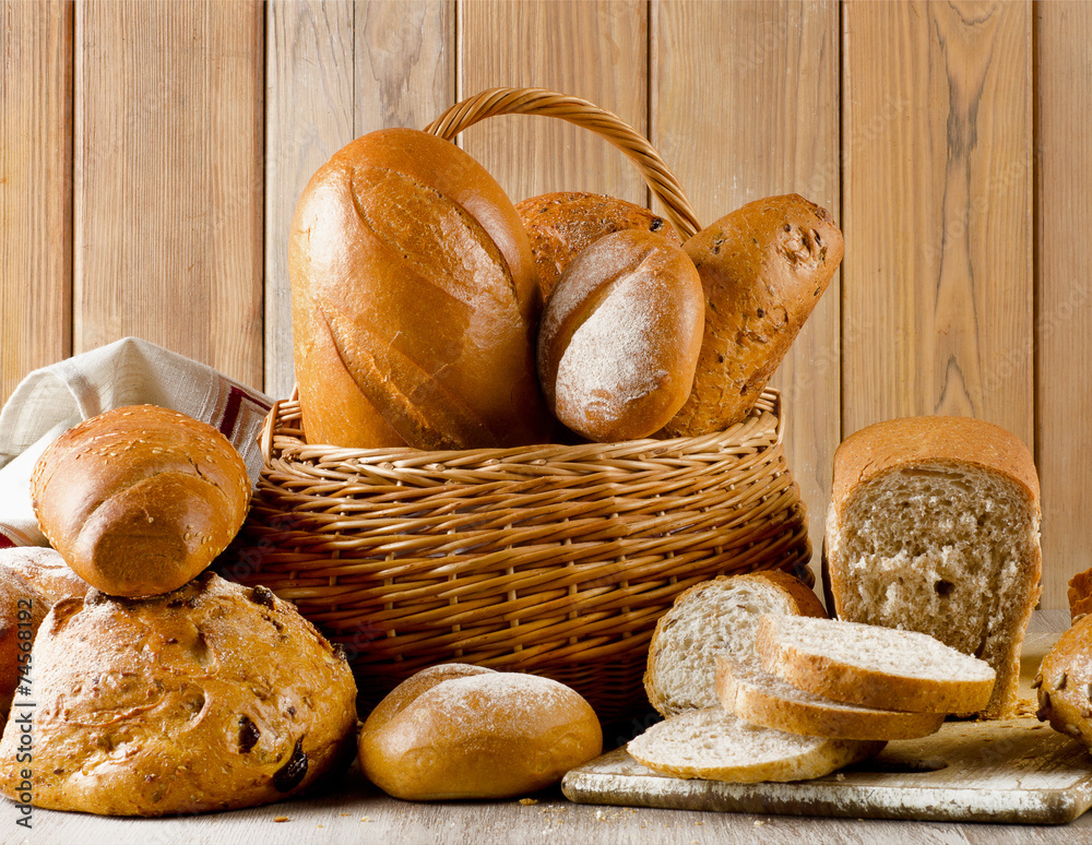 Different types of bread .