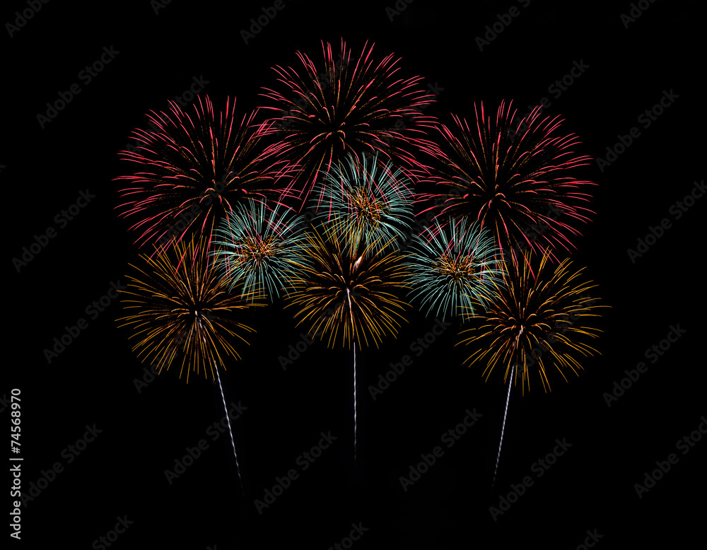 Beautiful fireworks on black background