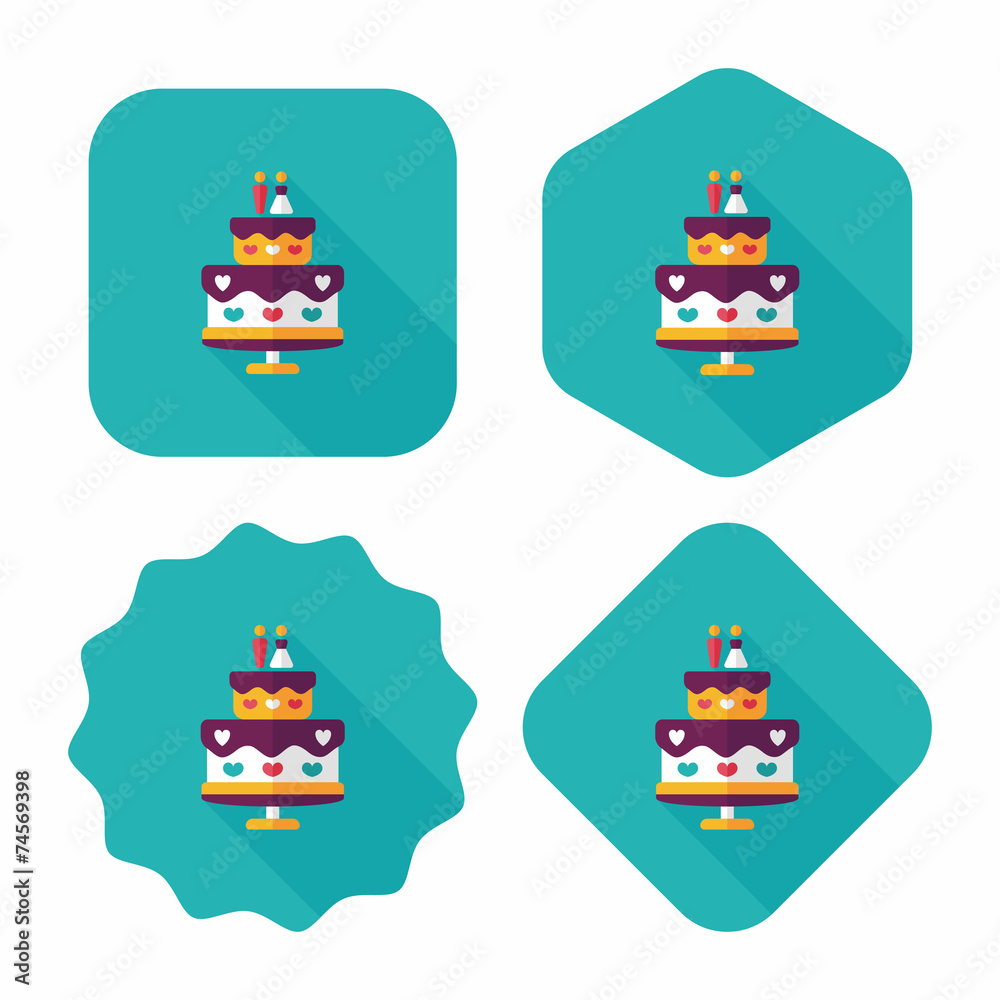wedding cake flat icon with long shadow,eps10 wedding cake flat icon with long shadow,eps10