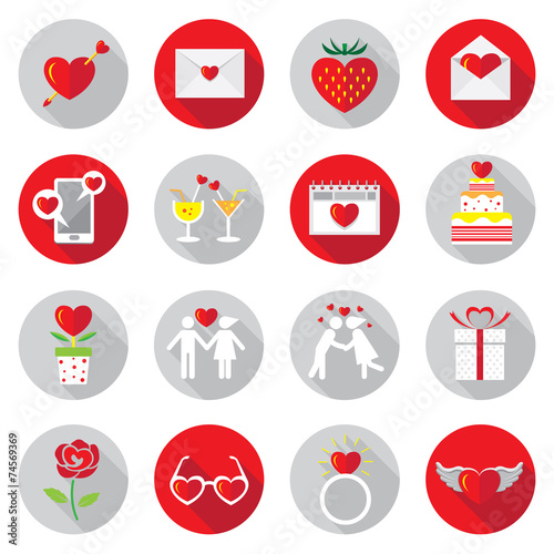 Flat Icons Set : Love Objects