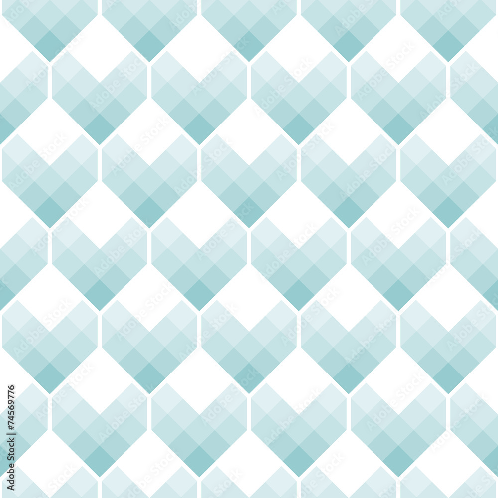 Fototapeta premium Heart Shapes Seamless Pattern Mosaic Style