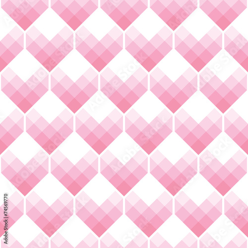 Heart Shapes Seamless Pattern Mosaic Style