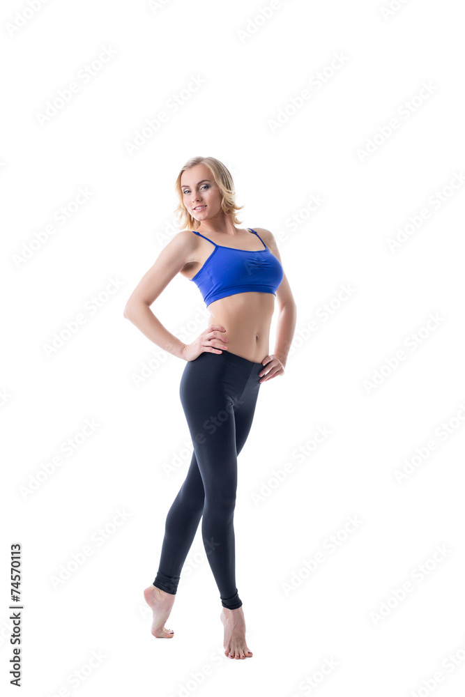 Smiling blonde sportswoman, isolated on white Smiling blonde sportswoman, isolated on white