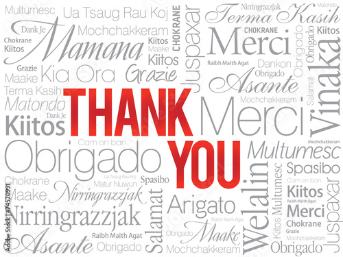 Red Thank You Word Cloud in vector format #74570991