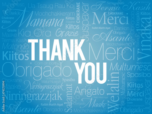 Blue Thank You Word Cloud in vector format #74570994