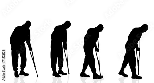 Vector silhouette  of old man.