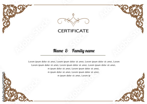Certificate Design Template. thai pattern vector illustration