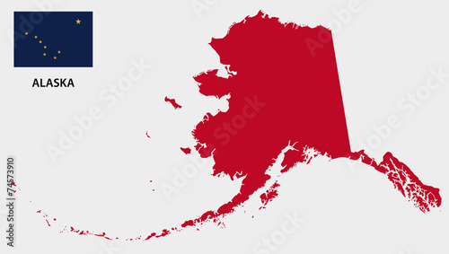 alaska map with flag