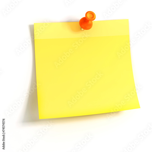 3d yellow stickynote on white background