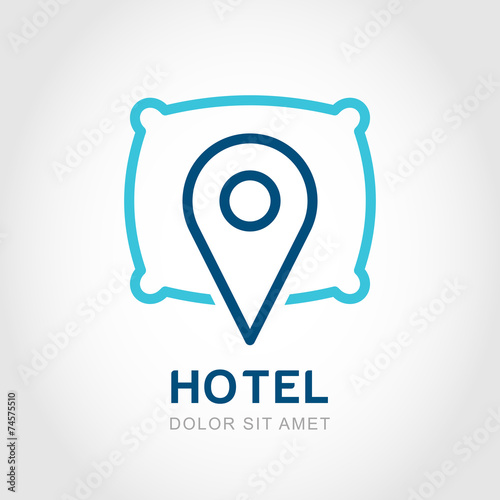 Vector logo design template. Waypoint map symbol and pillow. Cre
