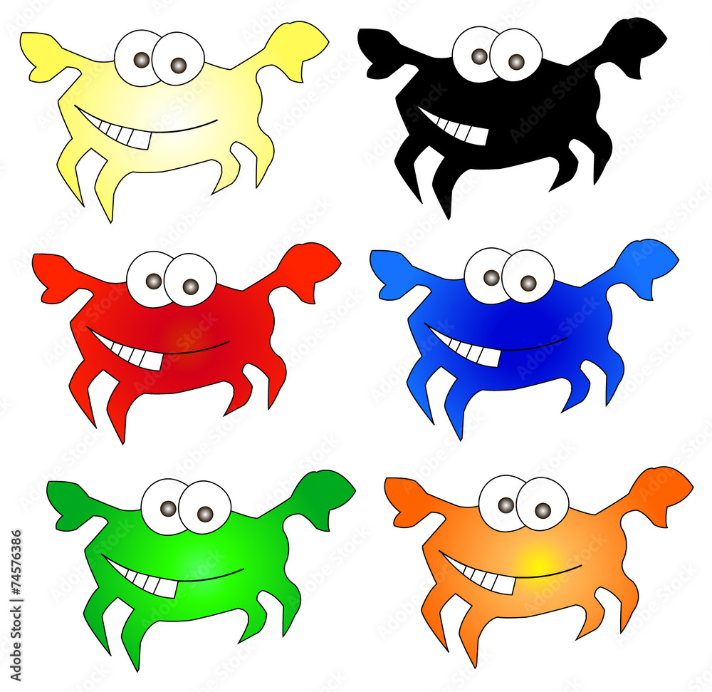 Naklejka premium Funny crabs icons