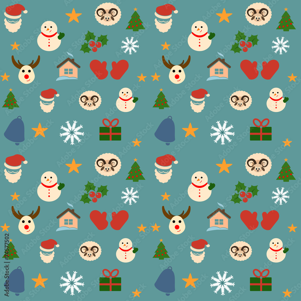 Collection of funny christmas icons on background
