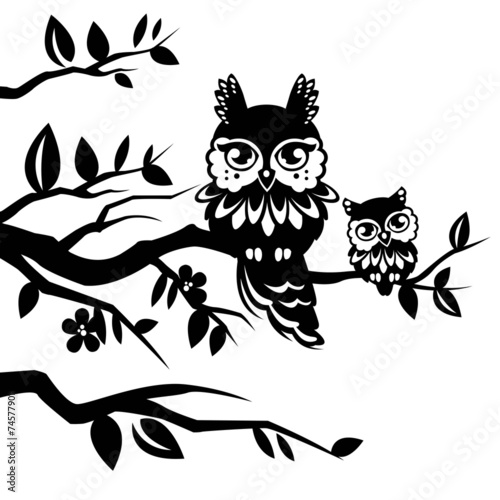 Silhouettes of owls #74577901