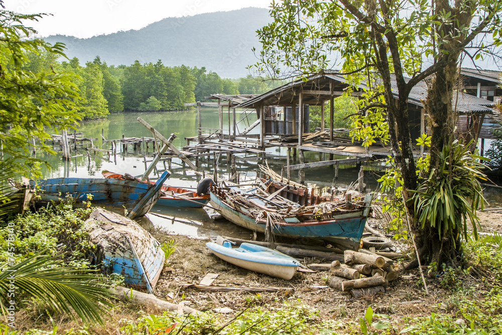 Obraz premium old abandoned fishermens village