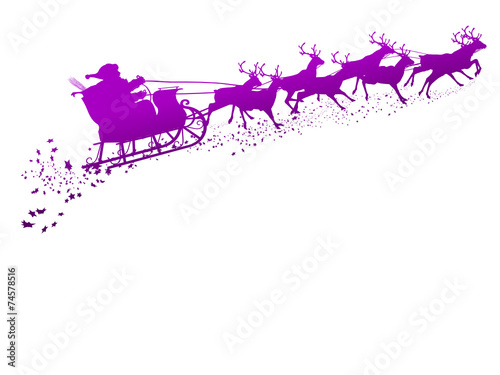 Weihnachtsmann, Rentierschlitten, Rentiere, Rudolf, fliegend, 2D