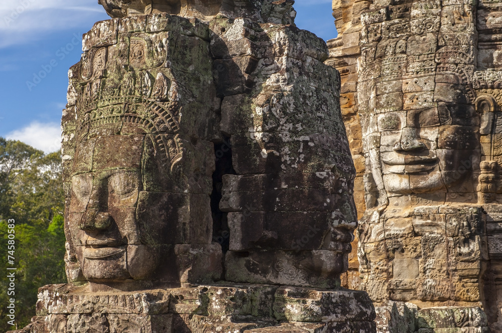 Ancient stone face of Bayon temple