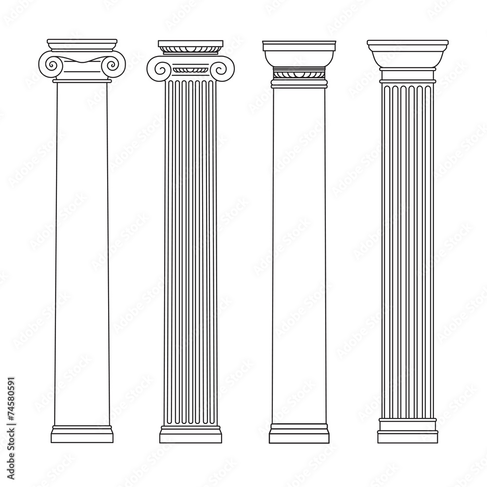 Vetor de isolated vector set of columns. line drawing. do Stock Adobe