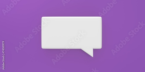 3D white Empty speech bubble on a background purple