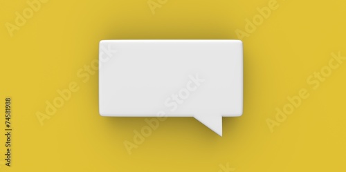3D white Empty speech bubble on a background yellow