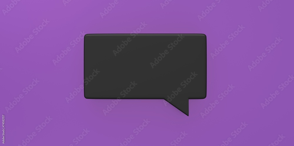 3D black Empty speech bubble on a background purple 3D black Empty speech bubble on a background purple