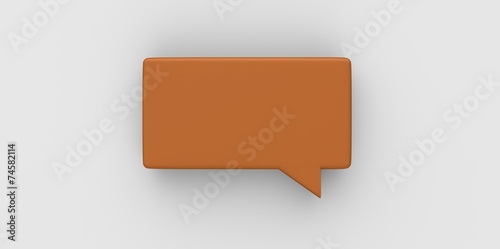 orange 3D Empty speech bubble on a grey gray background