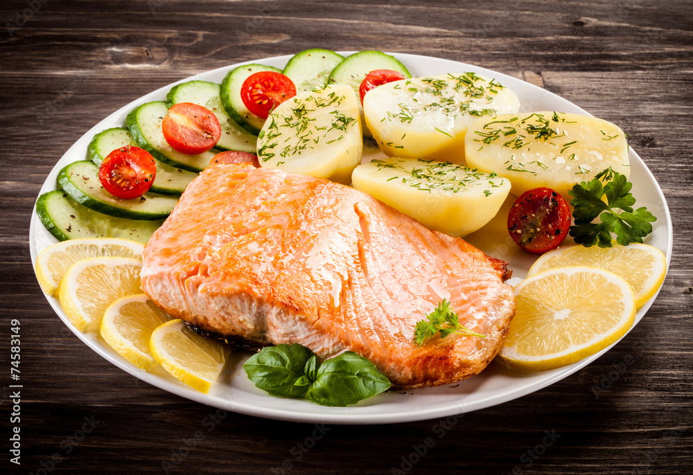 Grilled salmon and vegetables Grilled salmon and vegetables