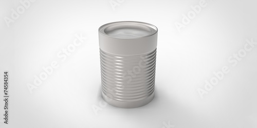 3D can with grey gray silver paint over white background