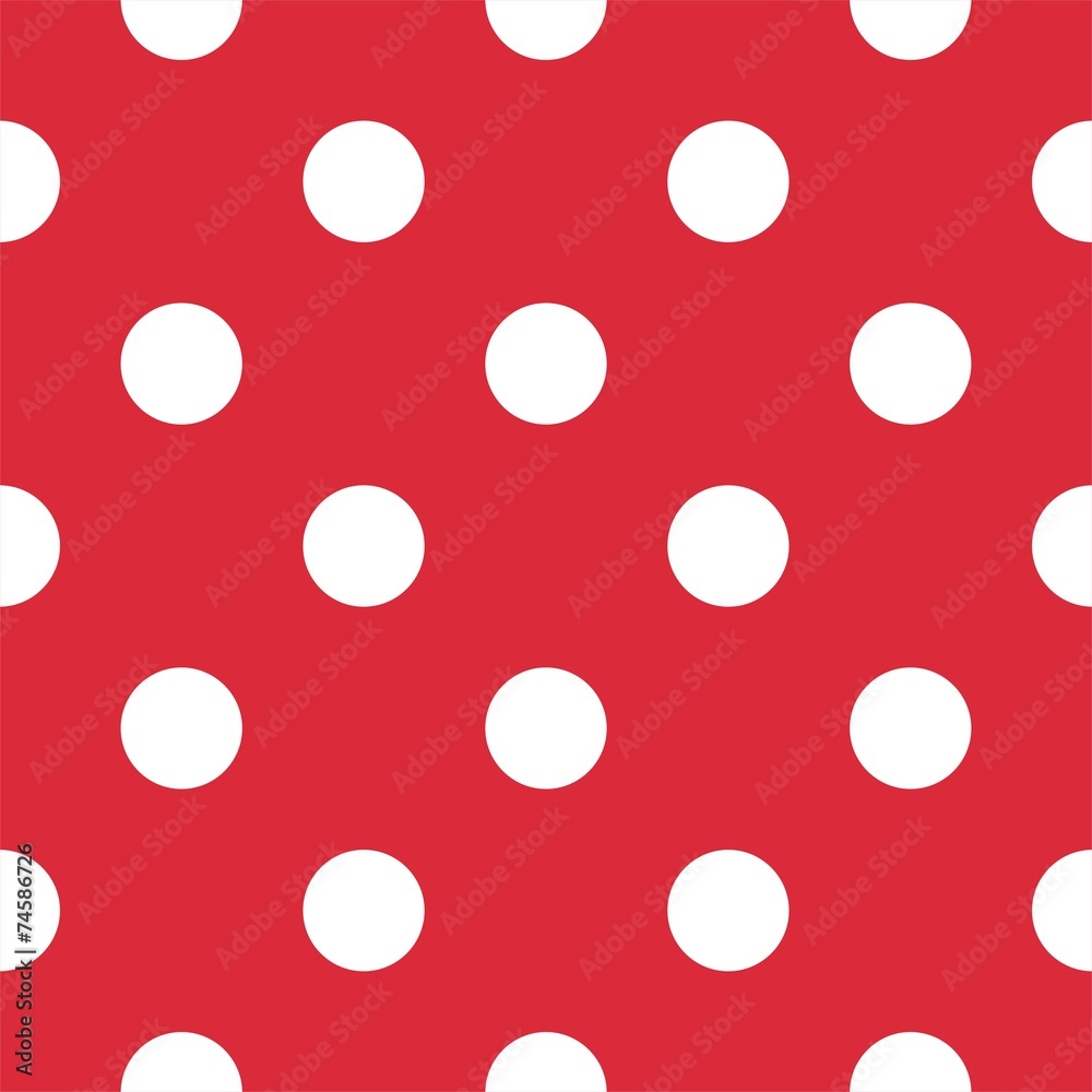 Tile vector pattern seamless white big dots red background