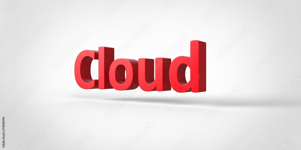 Cloud 3D red text Illustration word Render Cloud 3D red text Illustration word Render