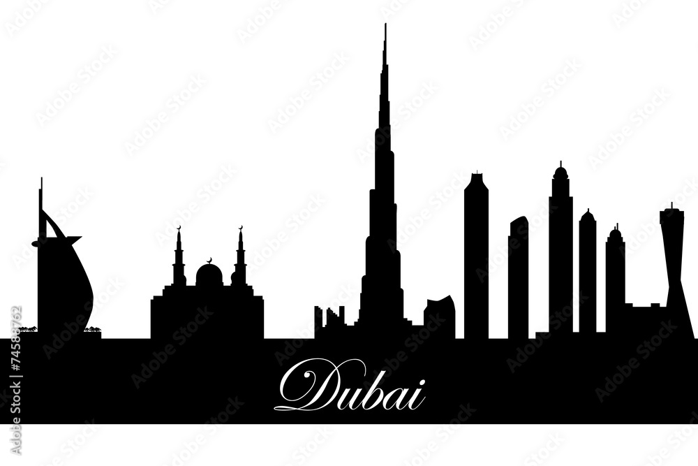 Dubai city skyline silhouette vector illustration