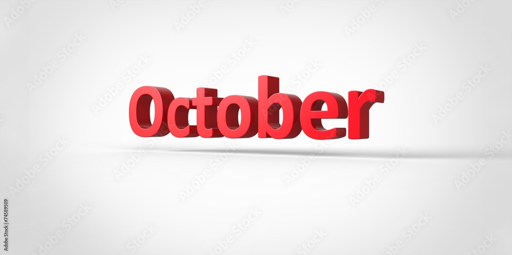 October 3D text Illustration word Render October 3D text Illustration word Render
