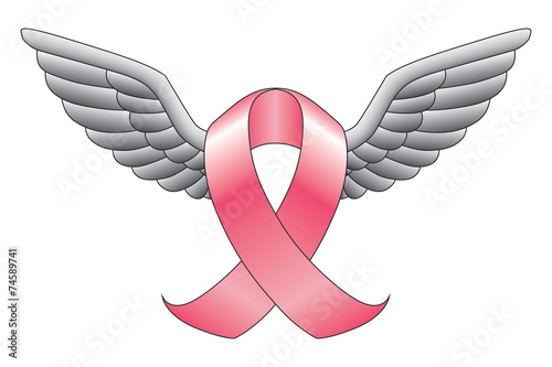 Pink Ribbon With Wings