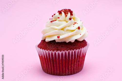 Cupcake on pink background
