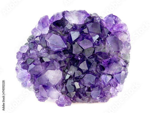 Beautiful natural purple amethyst geode crystals gemstone isolat