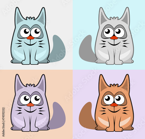 set colorful cartoon cats