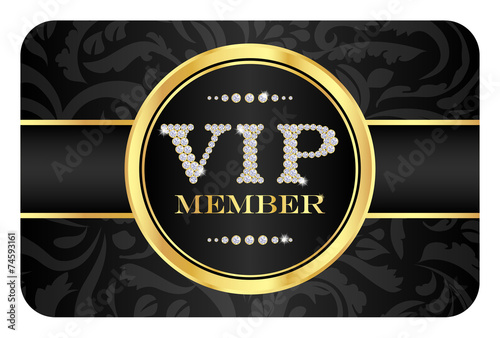 VIP member badge on black card with floral pattern photo