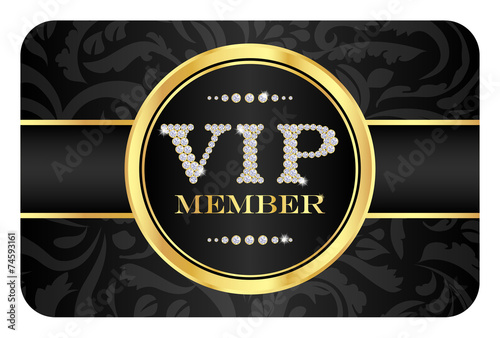 VIP member badge on black card with floral pattern