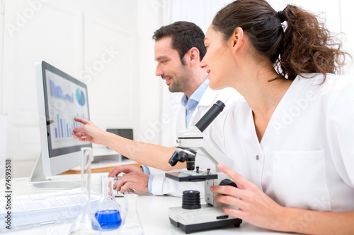 Scientists working together in a laboratory